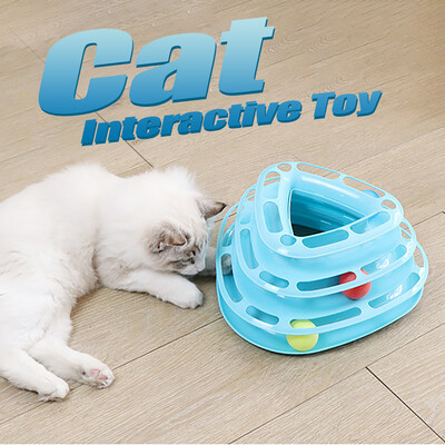 

carno Cat Track Tower 3 Level Towers Tracks Roller Kitten Play Disc Cat Interactive Toy for Pet Exercise