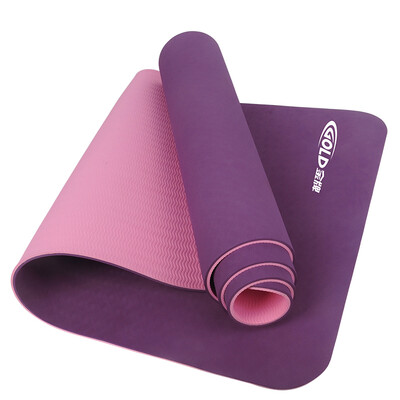 

Gold medal GOLD yoga 6mmTPE two-color yoga mat home non-slip fitness pad YJ-502 deep purple pink send net bag
