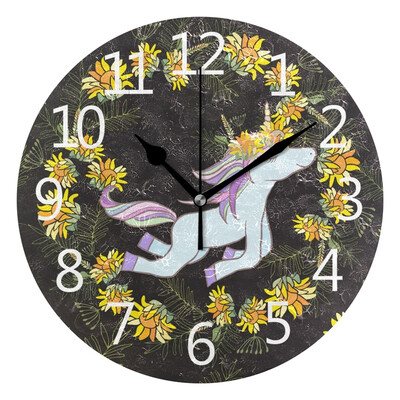 

Wall Clock Chrysanthemum Unicorn Round Wall Clock Arabic Numerals Design