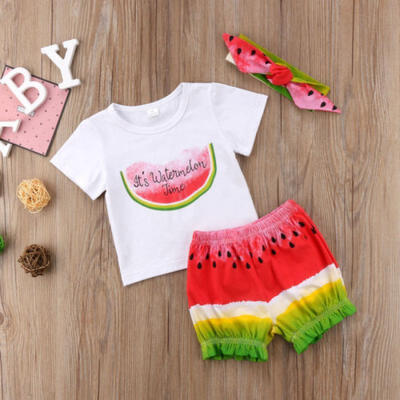 

3pcs Newborn Toddler Baby Kid Girl Boy T-shirt TopShorts Pants Clothes Outfits