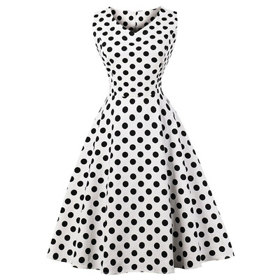 

Vintage V Neck Polka Dot Flare Dress