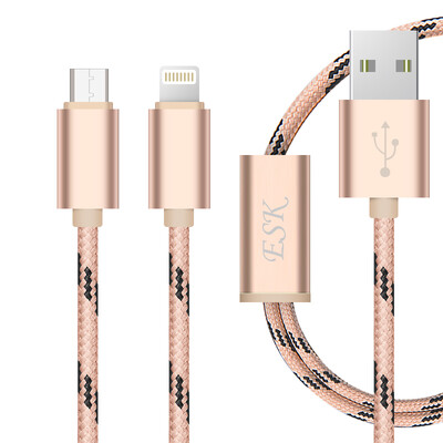 

BIAZE Apple 7/6 / 5s data line 1.2 meters Tuhao gold one drag two mobile phone charger line power cord support iphone5 / 6s / 7p / ipad air mini Andrews S4