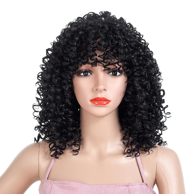 

Kanekalon Wigs Afro Kinky Curly Wig Natural Black Burg Synthetic Wigs for Black Women African Hairstyle 18inch