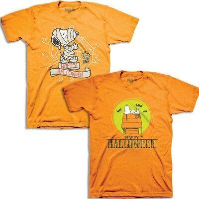 

Set Peanuts Happy Halloween Doghouse & Mummy Snoopy Woodstock T-Shirts LG