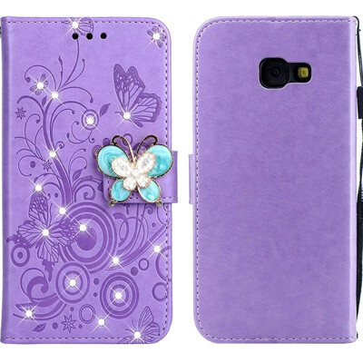 

MOONCASE Samsung Galaxy A5 2017 Butterfly Rhinestone Embossed Leather Case - Purple