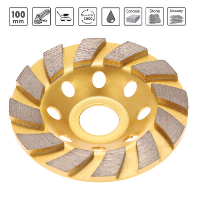 

100mm 4" Diamond Segment Grinding Wheel Disc Bowl Shape Grinder Cup 22mm Inner Hole Concrete Granite Masonry Stone Ceramics Terraz