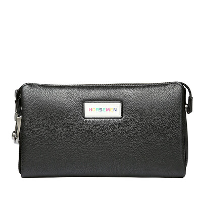 

HORSEMEN man combination lock handbag Real cowhide high-capacity male money hand bag Mobile phones can be put on black smoke