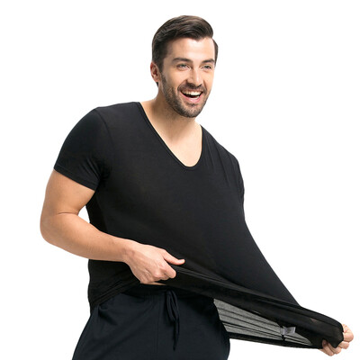 

Small nurse men's vest men's T-shirt bottoming shirt modal short-sleeved V-necked shirt SSD1501 elastic Slim classic wild classic black  (170/100