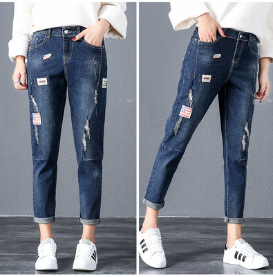 

Autumn&winter new high-waist jeans with fleece women thickened three-color large size stretch pants&cotton pantsN0002