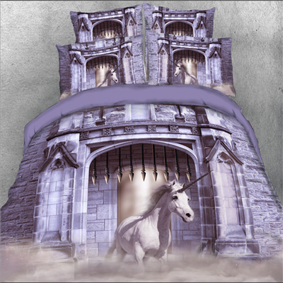 

3D White Unicorn Printed Cotton 4-Piece Bedding SetsDuvet Covers