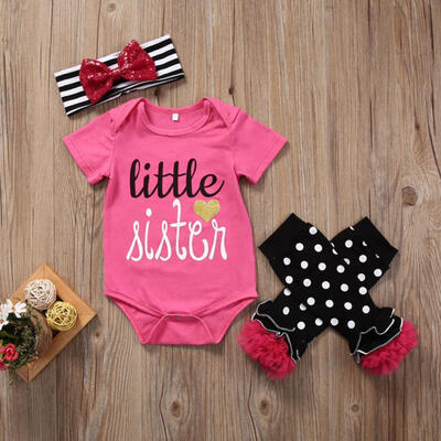 

3Pcs Baby Girl Clothes Newborn Romper Leggings Pants Bodysuit Outfit Set Clothes