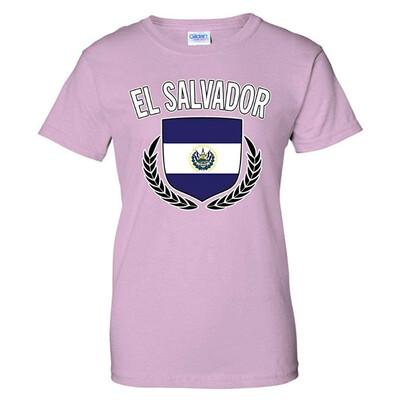 

El Salvador Flag Crest Olive Wreath Laurel Womens T-Shirt