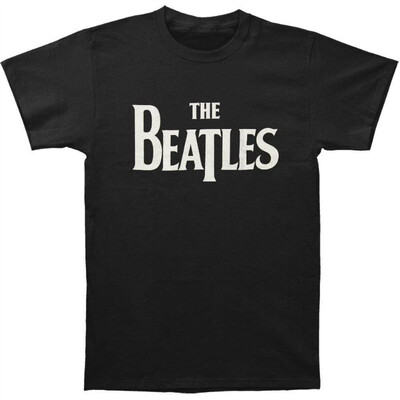 

The Beatles Solid White Logo Mens Black T-Shirt