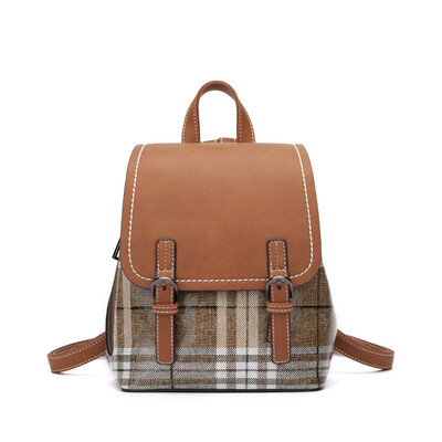 

GRANDIRECT Korean version of fashion retro grid shoulder bag trend leisure travel small backpack