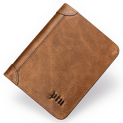 

PTU men&39s wallet first layer of leather short paragraph retro wallet multi-card position vertical section of the ticket holder large capacity leisure fashion wallet PQB2046-6Y6 soil yellow