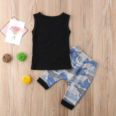 

Fashion Newborn Infant Baby Boy Girl Vest TopsCamo Short Pants 2Pcs Outfits Set
