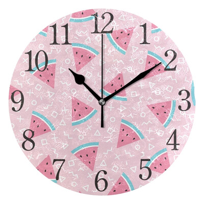 

Wall Clock Arabic Numerals Design Pastel Watermelon Round