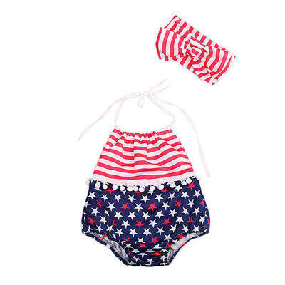 

Newborn Baby kids Girls Rompers Bodysuit Jumpsuit Headband Sunsuit Outfits 0-18M