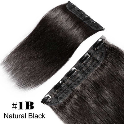 100 Remy Human Hair Clip in Hair Extensions 34 Full Head 1 piece 5 clips Smooth Silky Straight for Women