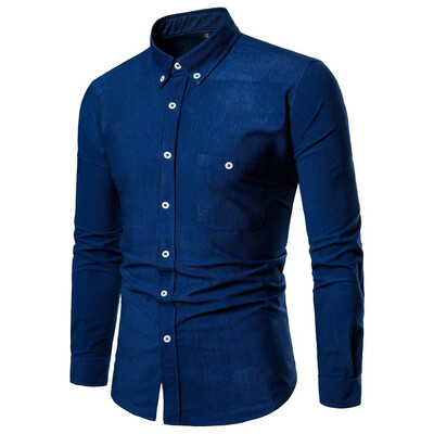 

AOWOFS New Plus Size long sleeve corduroy shirt European&American trend 7 Colors casual shirt YS003