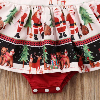 

Cute Newborn Baby Girls Christmas Santa Lace Xmas Party One Piece Romper Dress