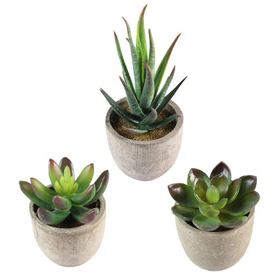 

UpperX 3Pcs Decorative Faux Succulent Artificial Succulent Fake Simulation Plants With Pots