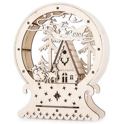 

UpperX Christmas Ornaments Ornaments LED Lights Deer Cart Creative Luminous Wooden House Mall Window Decorations High-end Gifts