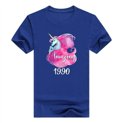 

28th Birthday Gift Unicorn Tshirt Amazing Since 1990 Tee