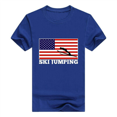 

American Pride Ski Jumping United States Flag Short Sleeve T-Shirt