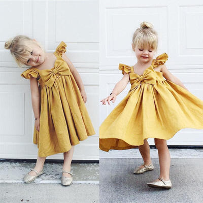 

Toddler Kids Baby Girls Clothes Princess Party Prom Bow Tutu Beach Summer Dress