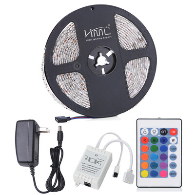 

HML 5M Waterproof 72W 5050 RGB LED Strip Light with 24 Keys Remote Control And US Power