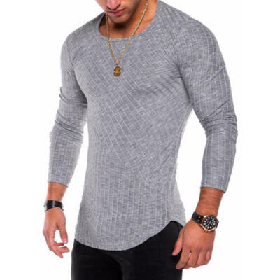 

Fashion Mens Slim Fit Knitted Long Sleeve Muscle Tee T-shirt Casual Tops Blouse