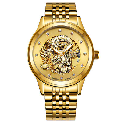 

Mechanical Watch Men Automatic 3D Carved Dragon Steel Mechanical Wrist Watch