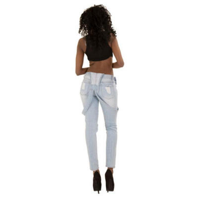 

Women Ladies One-Piece Jumpsuit Overall Jeans Ripped Long Trousers Straps Pants
