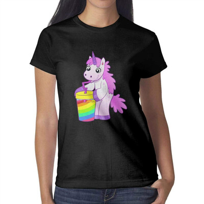 

Unicorn Caught from A Rainbow Womens Black t Shirts Cute Womens Ladies Cotton t Shirt