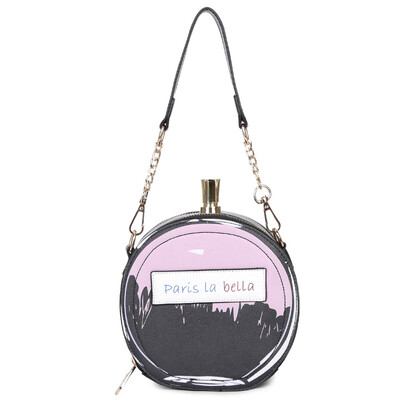 

Chixia new mini-chain Messenger bag tide package fashion perfume bottle small round bag shoulder bag 7326 black