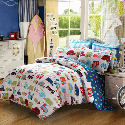 

Mercury Home Textiles MERCURY Cotton Cartoon Cute Four-piece Cotton Child Bedding Car World Plus Double 18m Bed
