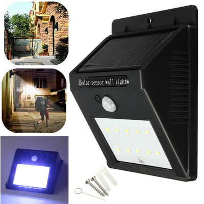 

10 светодиодов солнечной энергии Датчик движения PIR Настенный светильник Открытый водонепроницаемый светильник сада