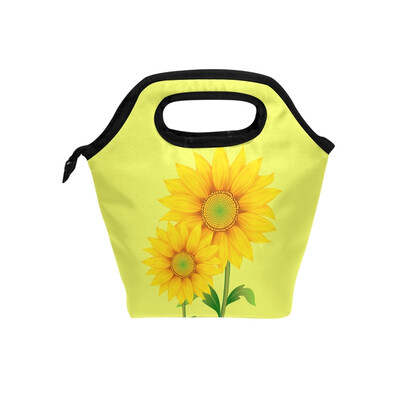 

Lunch Bag Two Sunflower Tote Travel Picnic Insulated Handbags Portable Zipper Lunch Bag Box
