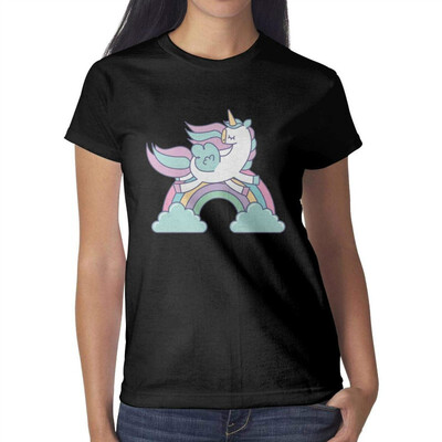 

Unicorn Caught from A Rainbow Womens Black t Shirts Cute Womens Ladies Cotton t Shirt