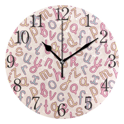 

Wall Clock Arabic Numerals Design Alphabet Seamless Patter Round