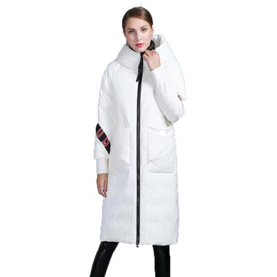 

New womens jacket 90 white duck down large size long bat sleeve thick down jacket women