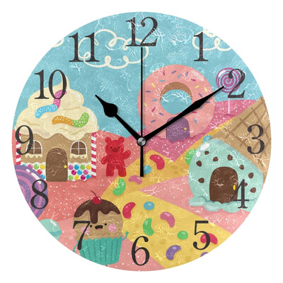 

Wall Clock Arabic Numerals Design Dessert Castle Round