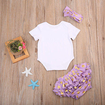

Worth the wait Suit Newborn Baby Girl Romper Shorts 3pcs Outfits Clothes Set UK