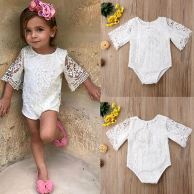 

Newborn Baby Girls Lace Horn sleeve Romper Bodysuit Jumpsuit Outfits Clothes