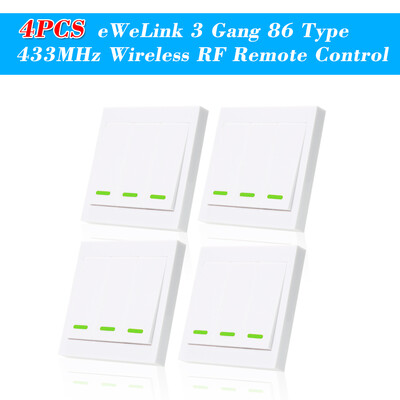 

5PCS eWeLink Push Button Wall Light Switch Remote Controller 3 Gang 86 Type ONOff Switch Panel 433MHz Wireless RF Remote Control