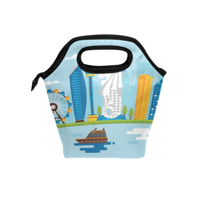 

Lunch Bag Tote Bag Windmill Ship Travel Picnic Organizer Lunch Holder Handbags Lunch Bag Box