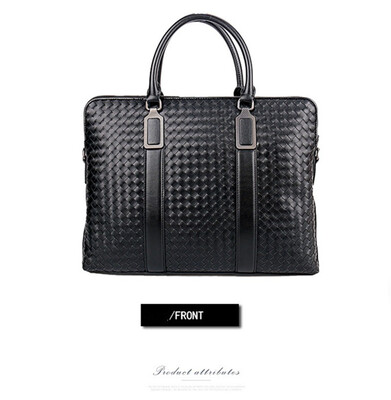 

Hand Weaving Cow Genuine Leather Business Men Laptop Tote Briefcases Crossbody Shoulder Bags Travel Handbag Mens Messenger Bag