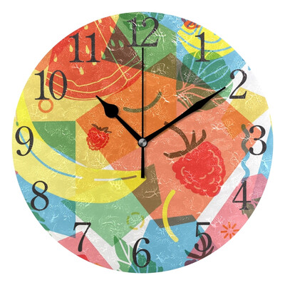 

Wall Clock Arabic Numerals Design Fruit Lemon Strawberry And Mint Round