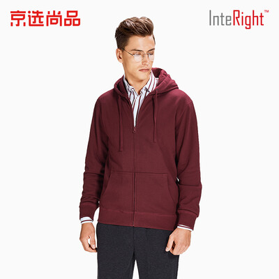 

Beijing selected products × INTERIGHT INTERIGHT sweater mens hooded cardigan terry sweater coat wine red L